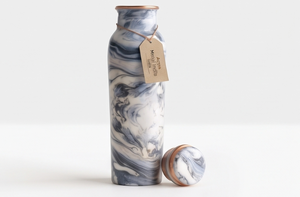 Elegante botella de agua de cobre con estampado de múltiples texturas, elegante y ecológica, perfecta para la hidratación diaria, viajes, gimnasio y oficina. - Product Image 4