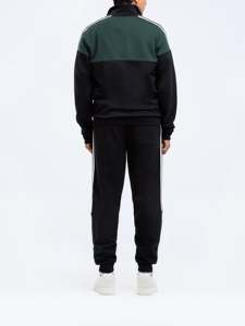 Men's Grey Solid Acid Wash Color Blocking Tracksuit Set <b>Full</b> <b>Zip</b> <b>Hoodie</b> Joggers Breathable Sporty Casual Wear Winter Regular Fit - Product Image 3