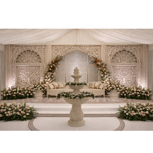 กรอบฉากหลังงานแต่งงานไม้แกะสลักด้วยมือสไตล์โมเดิร์นหรูหราแบบมุกุฎี  สินค้ามาใหม่ ราคาโรงงาน ขายในสหรัฐอเมริกา - Product Image 1