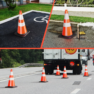 CITICITY 28" PVC Traffic Cones with Black Weighted Base & Reflective Collars, Orange Safety Cones for Parking, Road Control - Product Image 5