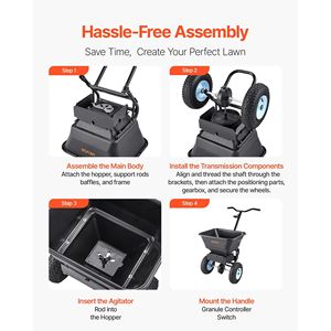 Spandiconcime a Spinta Manuale da 100 libbre con Capacità 4, Pneumatici per Tutti i Terreni, Larghezza di Spargimento 0-9,8 piedi - Product Image 6