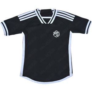 Unisex Black V-Neck Soccer Jersey Short Sleeve Moisture Wicking Polyester Printed Embroidered Logo Front Regular Fit All Seasons - Product Image 3