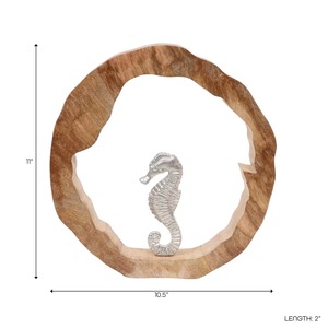 Sculpture de cheval de mer circulaire en bois faite à la main, décoration de table, art moderne pour salon, thème animalier, cadeau artisanal - Product Image 3