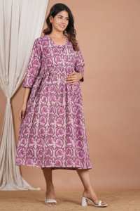 Vestido de Maternidad de Algodón para Mayoristas de la India con Acceso para Lactancia sin Cremallera, Túnica Larga Kimono Floral de Algodón para Mujer, Bata de Lactancia - Product Image 3