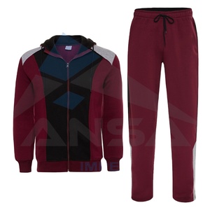2024 New Design <b>Men's</b> Full Zip Sweat Suits Hooded Athletic Sports Tracksuit Set Solid Pattern for Winter Sports - Product Image 1