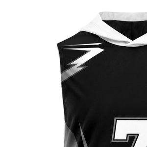 เสื้อฟุตบอลเด็กชายแบบ 7 คน 7 ทีม ไม่มีแขน มีฮู้ด ออกแบบลายพิมพ์แบบ Sublimated  พร้อมสกรีนชื่อและหมายเลขผู้เล่นตามสั่ง - Product Image 6