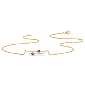 Collier en diamant à double barre avec pierres roses, lignes scintillantes parallèles et design asymétrique moderne - Product Image 2