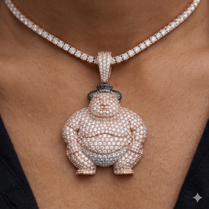 Pendentifs et breloques personnalisés Hip Hop en argent 925 plaqué or rose, motif lutteur de sumo, sertis de diamants de laboratoire, pour fêtes - Product Image 2