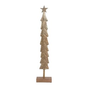 Elegant Gold Christmas <b>Tree</b> Tabletop Decor with <b>Star</b> Wooden Base Festive Holiday Home Decoration - Product Image 1