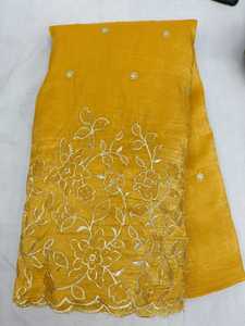 Tissu doux or pailleté 45 GSM, largeur 44 pouces, en coton brodé imprimé floral, matériau pour vêtements ethniques de créateurs de boutiques - Product Image 4