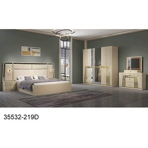 Juego de dormitorio moderno 35532-219C tamaño King, muebles de MDF con cabecero iluminado y armario con espejo - Product Image 3