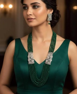 Parure de bijoux de mariage géométrique Seaila pour femme, en laiton plaqué or rose, style indien traditionnel, collier fait main pour demoiselle d'honneur, vente en gros - Product Image 1