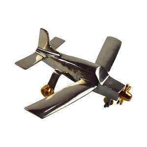 Maquette d'avion en métal artisanale, finition argent et or, modèle décoratif pour la maison, le bureau, la table - Product Image 1