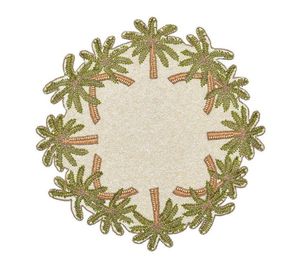 Napperon en verre perlé fait main motif Poinsettia, sous-plat de table rouge en forme de fleur, pour décoration de Noël, de fêtes et d'événements - Product Image 2