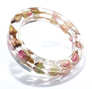 Elegante Brazalete de Resina con Decoración Floral Artística para Regalo y Exhibición de Colecciones de Moda - Product Image 1