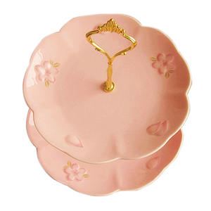 Plato de Postre de Porcelana Reforzada con Relieve, Esmaltado Multicapa, con Diseño de Flor de Cerezo, para Té de la Tarde - Product Image 3