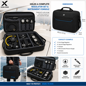 X Sports City Custom <b>Diving</b> Regulator Instrument Waterproof Heavy Duty EVA Nylon Zipper Closure 6-7 Inch Scuba Gear Storage Bag - Product Image 6