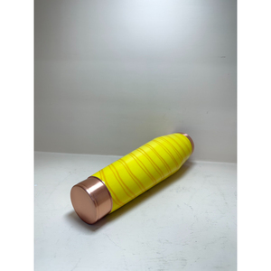 Bouteille d'eau artisanale en cuivre pur jaune, imprimée design, anti-fuite, pour les bienfaits ayurvédiques et les voyages écologiques - Product Image 5