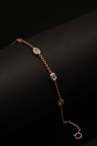 Pulsera de Eslabones con Diamantes Multicorte de 0.098 CTW en Oro Rosa de 14K, Joyería Fina Elegante, Estilo Clásico de Lujo - Product Image 2