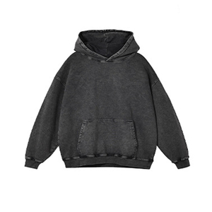 เสื้อฮู้ดดี้โอเวอร์ไซส์สีน้ำตาลฟอกย้อมสไตล์วินเทจ ผ้าฟลีซหนานุ่ม ใส่ได้ทั้งชายและหญิง สตรีทแวร์ ขายส่ง เสื้อผ้าลำลอง - Product Image 3