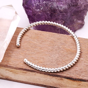 Pulsera de Plata de Ley 925 Sólida al por Mayor, Diseño de Cuerda Trenzada y Cúpula Abierta, Joyería Fina, Memoria Jewels - Product Image 2