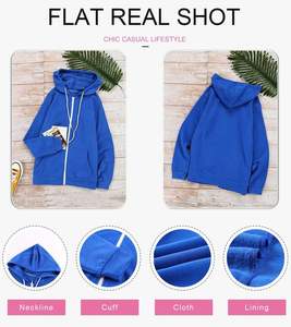 Sudadera con capucha de alta calidad azul real para mujer, diseño personalizado, forro polar transpirable y ecológico, manga larga, venta al por mayor, otoño - Product Image 3