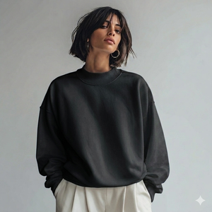 Women's Winter Long New Fashion Cotton Fleece Plus Size Mock Neck Sweatshirt <b>Hip</b> Hop Style Custom Logo Eco-Friendly Casual Wear - Product Image 3