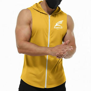 Sudaderas sin Mangas Personalizadas para Hombre, Estilo Fitness, Mezcla de Algodón, Ropa Deportiva Atractiva para Invierno, Teñido Liso - Product Image 4