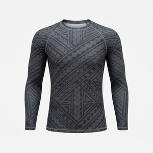 Camiseta de Compresión de Manga Larga para Hombre, Diseño de Armadura Futurista, Transpirable, de Poliéster Negro, para Entrenamiento de MMA y BJJ - Product Image 2