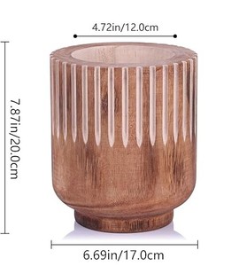Vase à fleurs rustique en bois, pot de fleurs décoratif de table, vase en bois style ferme pour tulipes artificielles, arrangement floral, décoration intérieure - Product Image 4
