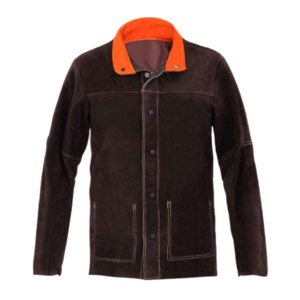 Veste de travail en cuir de vachette pleine fleur pour la sécurité industrielle, résistante au feu et aux coupures, veste de soudeur de protection individuelle - Product Image 1