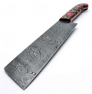 Cuchillo Utilitario de Acero de Damasco Hecho a Mano con Mango de Madera Multicolor en Mosaico, Herramienta de Cocina - Product Image 3