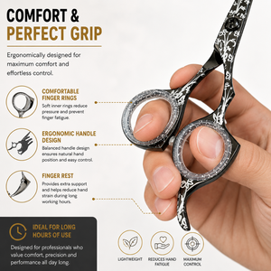 กรรไกรตัดผมมืออาชีพ สแตนเลส ใบมีดคม ด้ามยาว สำหรับคนถนัดขวา ใช้ตัดผม - Product Image 3