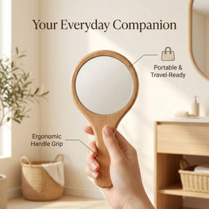 Miroir Classique en Bois Fait Main avec Motif Bonbon Gravé, Poignée Personnalisée, Cadeau Portable pour les Occasions Spéciales, Saint-Valentin, Nouvel An - Product Image 4