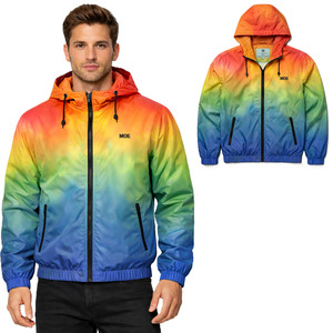 Veste coupe-vent streetwear personnalisée à dégradé pour hommes, logo personnalisé, veste de pluie légère en nylon, coupe-vent d'extérieur, vente en gros, MOQ - Product Image 1