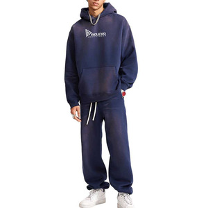 Sweat-shirt à capuche pour homme, taille plus, ensemble de survêtement long, 100% coton, léger, respirant, séchage rapide, imprimé numérique - Product Image 1