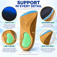 Semelles orthopédiques en EVA de 3/4 de longueur avec soutien de la voûte plantaire, amortissantes, pour chaussures de marche, de course et de sport pour hommes