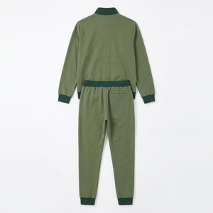 Wholesale Olive Green Full Zip <b>Track</b> <b>Jacket</b> And Pants Set Contrast Rib Trim Cotton French Terry Casual Jogging Tracksuit <b>Men</b> - Product Image 3