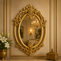 Miroir mural en bois sculpté Majestic Florence, cadre décoratif orné fait à la main, miroir d'appoint de qualité supérieure pour les intérieurs élégants