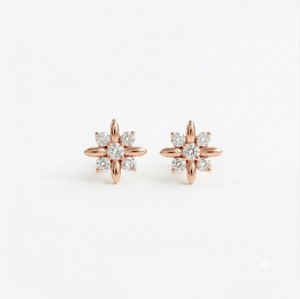 Pendientes de Diamantes Florales en Forma de Estrella VB-06SR, Oro Blanco Sólido de 18K, CVD HPHT, Diamante Cultivado en Laboratorio de 1.5CT, D VS1, Joyería para Mujer - Product Image 3