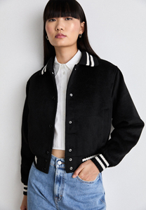 Breathable Women's Bomber Varsity Jacket <b>Press</b> Stud Crop Wool Letterman Jacket For Women - Product Image 5