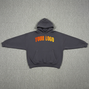 High Quality Men's 550grams <b>Thick</b> <b>Fleece</b> Windproof Solid Pullover Hoodies 100% Cotton Oversized Fit Custom Embroidered Logo - Product Image 4