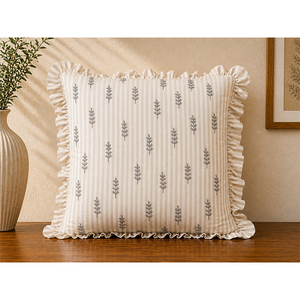 Premium Cotton Embroidered Accent <b>Cushion</b> <b>Cover</b> with Frill Border | Designer Home Decor Pillow <b>Cover</b> - Product Image 3
