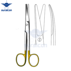 กรรไกร Mayo ขนาด 14.5 ซม. / 5-3/4 นิ้ว ปลายทู่โค้ง สีทอง TC สำหรับผ่าตัดและทางการแพทย์ ความแม่นยำสูง - Product Image 3