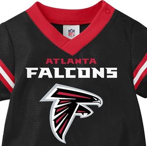 Atlanta Falcons Black Mesh Baby Jersey <b>Bodysuit</b> with <b>Red</b> Trim and Team Logo Origin Imported - Product Image 4