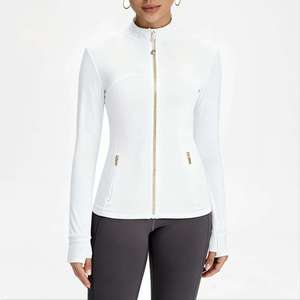 USA Overseas Warehouse Plus Size Slim Fit <b>Yoga</b> <b>Jacket</b> Women Ribbed Breathable Eco-Friendly Shaping Stand Collar Fitness Sports - Product Image 3