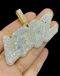 Pendentif personnalisé en moissanite VVS avec nom, pendentif lettre en moissanite, argent 925 plaqué or, bijoux hip-hop, pendentif bicolore - Product Image 1