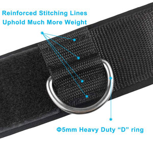 Black Nylon <b>Ankle</b> Straps with D-Ring for Fitness Exercise Comfortable <b>Support</b> All Seasons Use - Product Image 6
