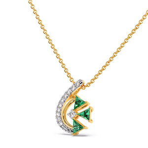 Collier pendentif en forme de fer à cheval ouvert et incurvé, serti de diamants - Product Image 1