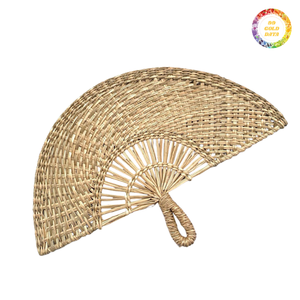 Abanico de mano de hierba marina tejida - Abanico artesanal ligero para uso en interiores y exteriores - Product Image 5